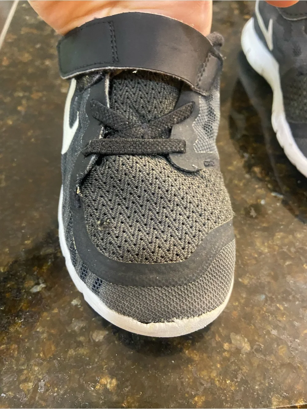 Nike Kids Black and White Velcro Mesh Sneakers